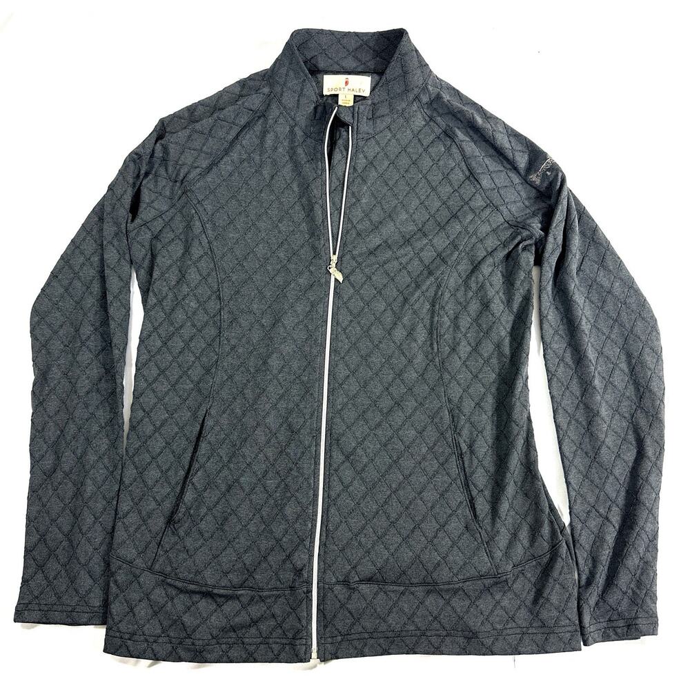 Sport Haley Women’s Quilted Zip Jacket L Gray Owl Pull Stretch Activewear - Picture 3 of 12